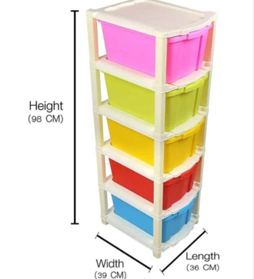 5 Layer Modular Plastic Storage Drawer Organizer Rack