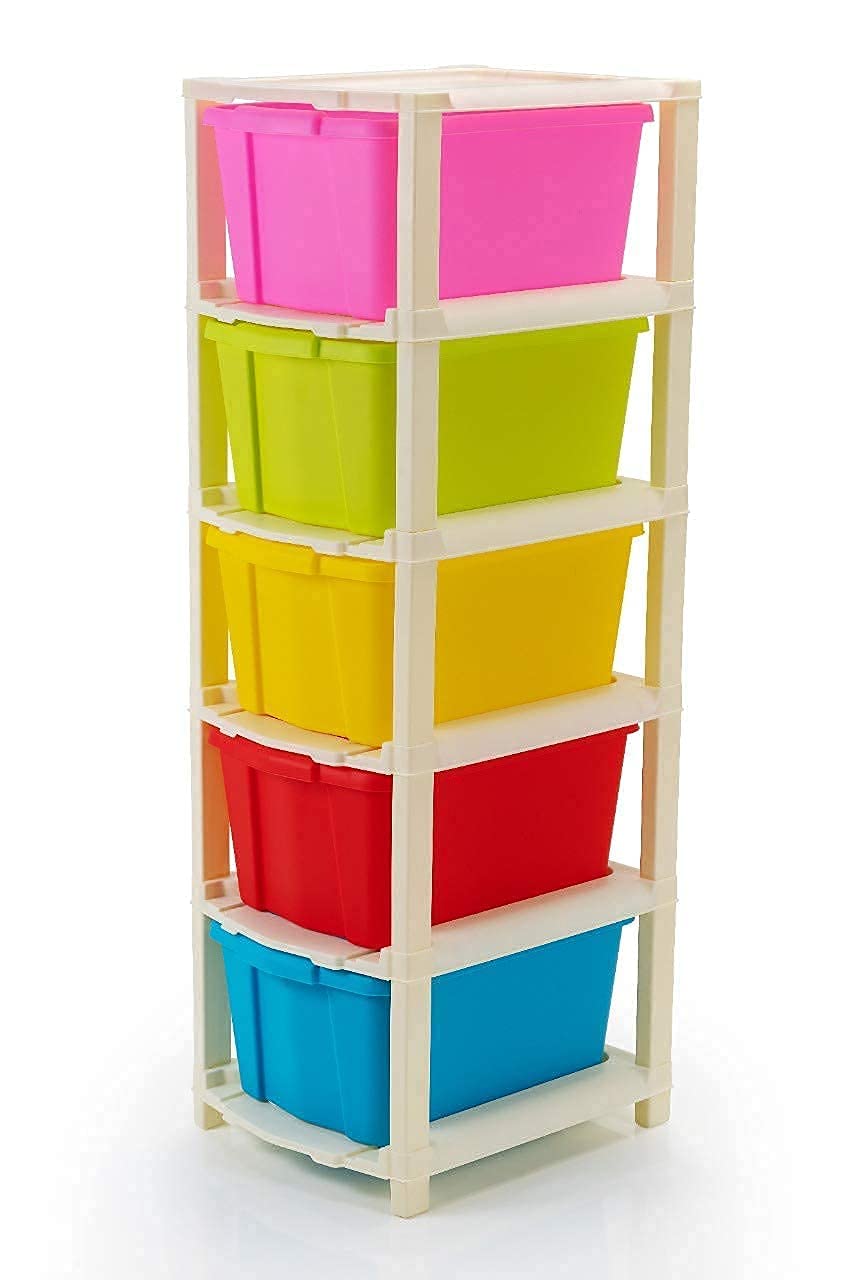 5 Layer Modular Plastic Storage Drawer Organizer Rack