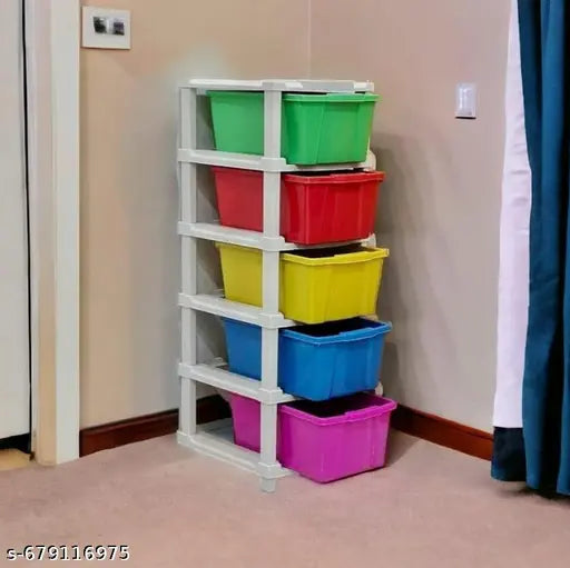 5 Layer Modular Plastic Storage Drawer Organizer Rack